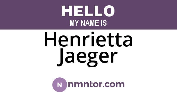 Henrietta Jaeger