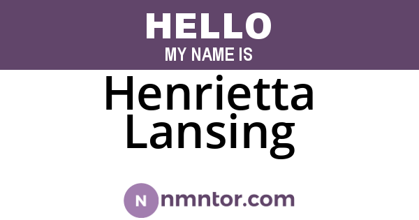 Henrietta Lansing