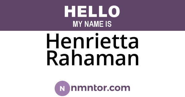Henrietta Rahaman