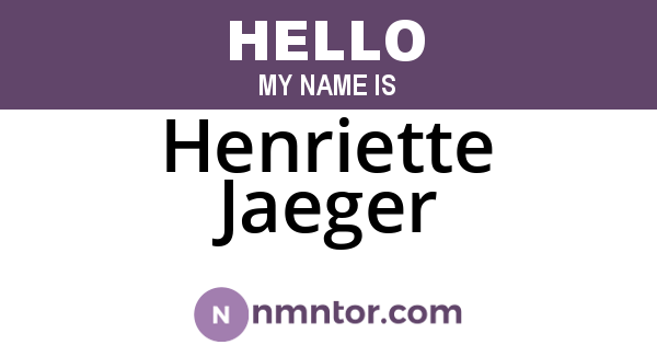 Henriette Jaeger