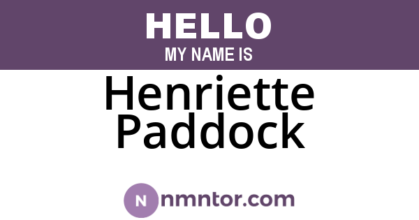 Henriette Paddock