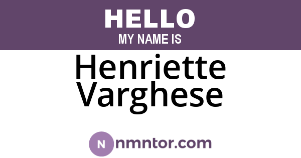 Henriette Varghese