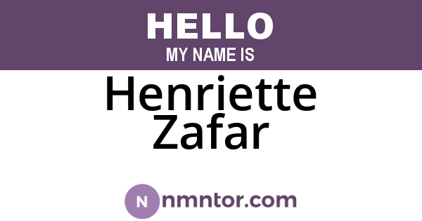 Henriette Zafar