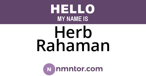 Herb Rahaman