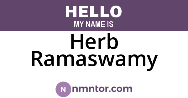 Herb Ramaswamy
