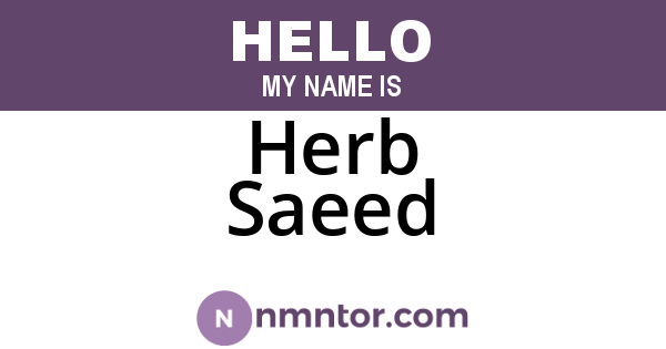 Herb Saeed
