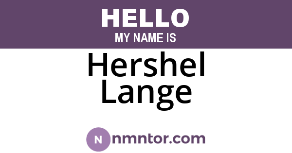 Hershel Lange