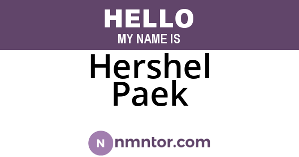 Hershel Paek