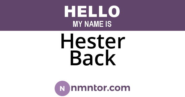 Hester Back