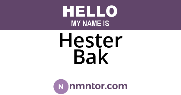 Hester Bak