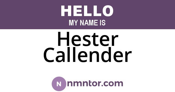 Hester Callender