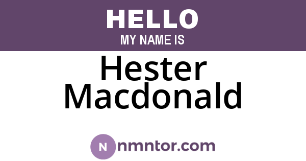 Hester Macdonald