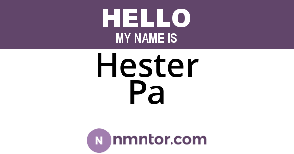 Hester Pa