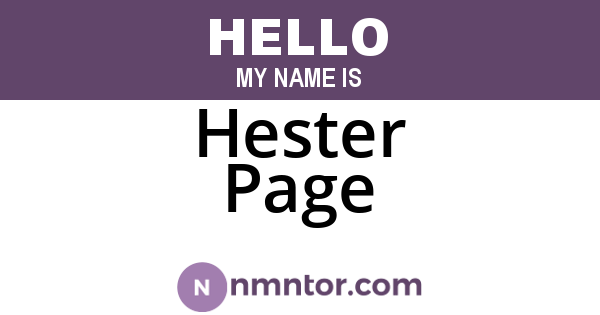 Hester Page