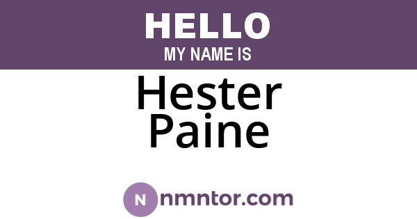 Hester Paine