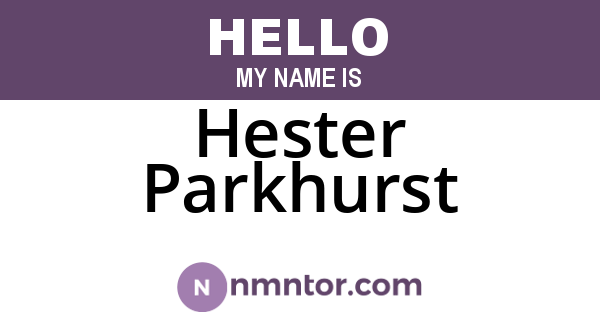 Hester Parkhurst