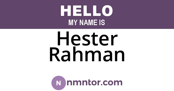 Hester Rahman