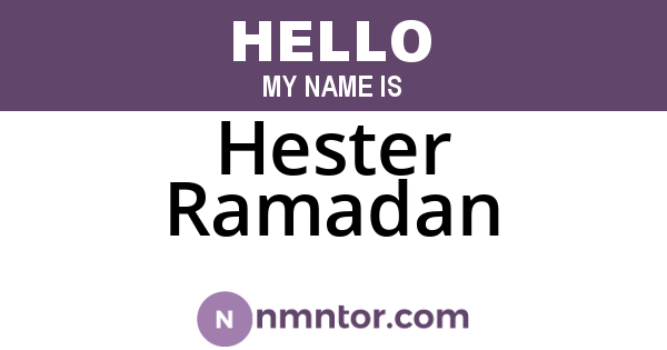 Hester Ramadan