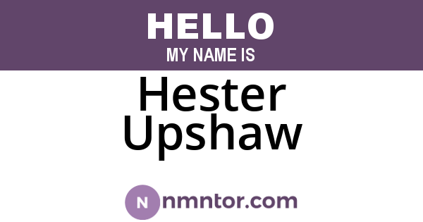 Hester Upshaw