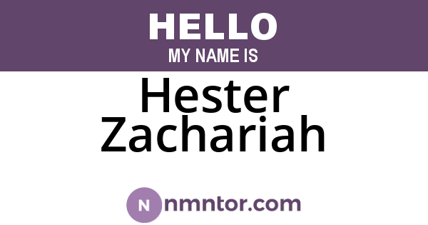 Hester Zachariah
