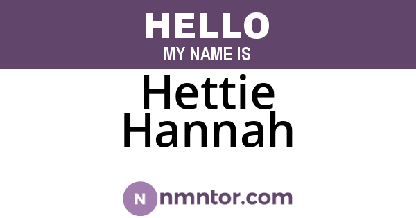 Hettie Hannah