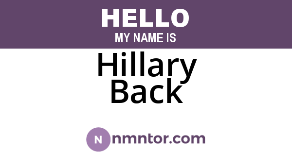 Hillary Back
