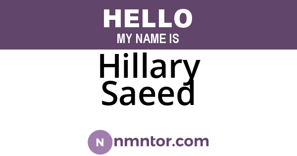 Hillary Saeed