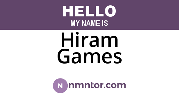 Hiram Games