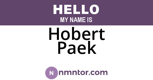 Hobert Paek