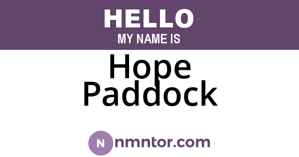 Hope Paddock