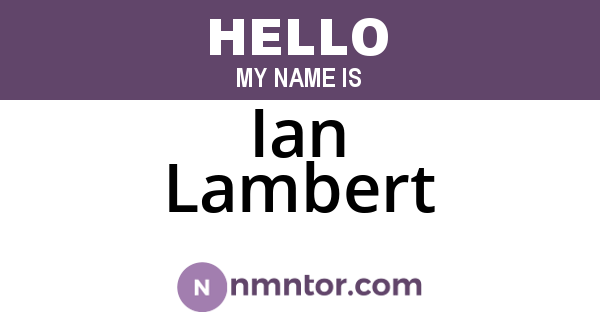 Ian Lambert