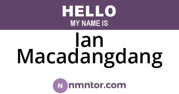 Ian Macadangdang