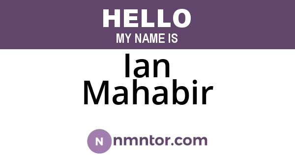 Ian Mahabir