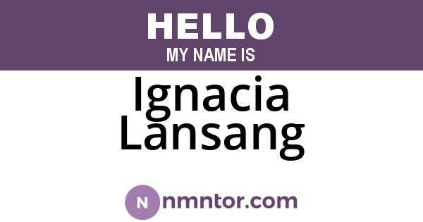 Ignacia Lansang