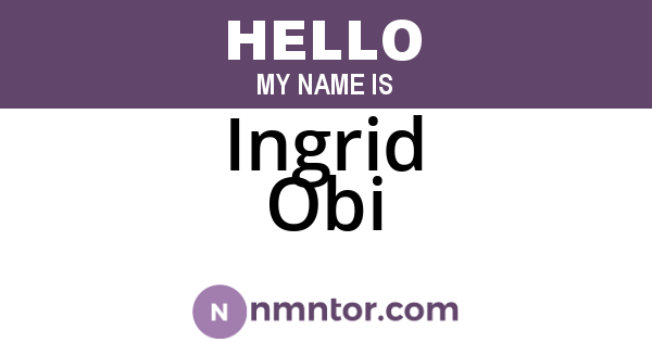Ingrid Obi