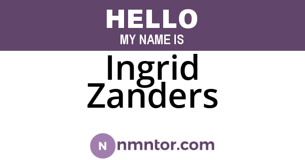Ingrid Zanders