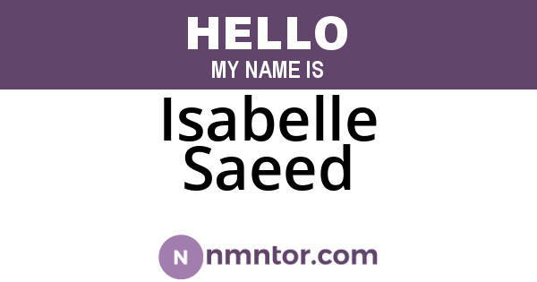 Isabelle Saeed
