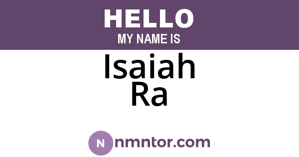 Isaiah Ra