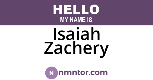 Isaiah Zachery