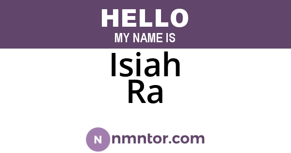 Isiah Ra