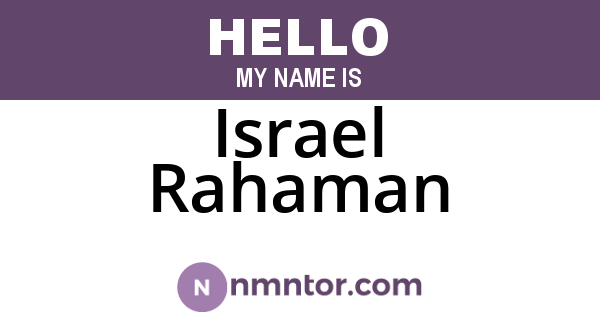Israel Rahaman