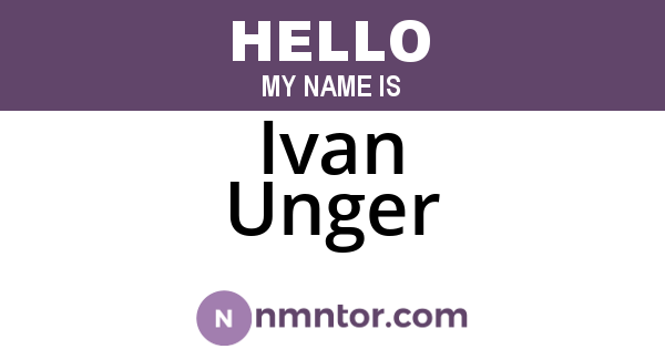 Ivan Unger