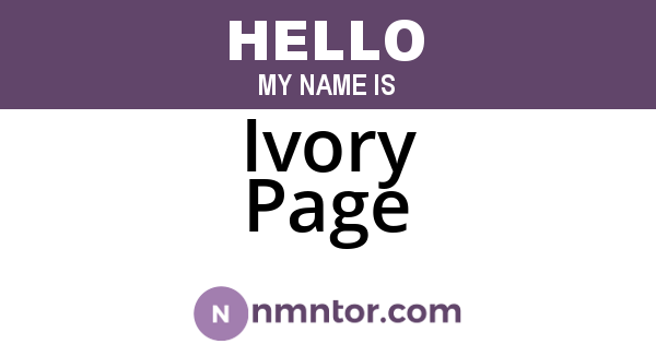 Ivory Page