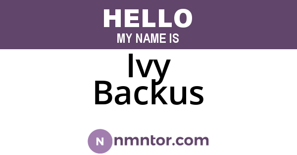 Ivy Backus