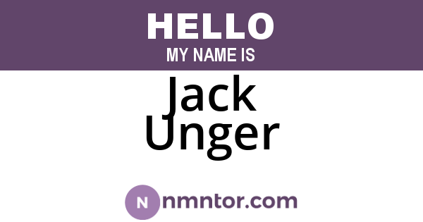 Jack Unger