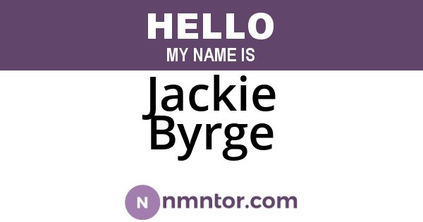 Jackie Byrge