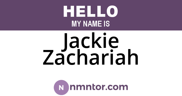 Jackie Zachariah