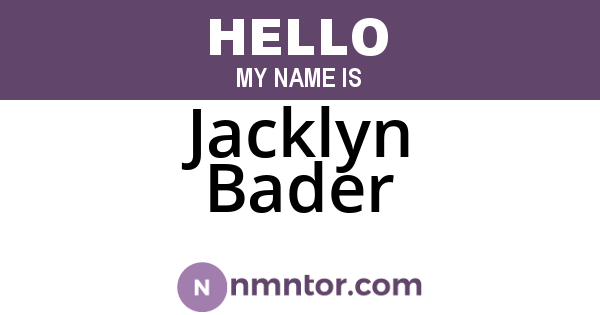Jacklyn Bader