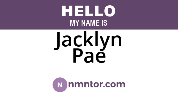 Jacklyn Pae