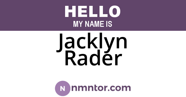 Jacklyn Rader